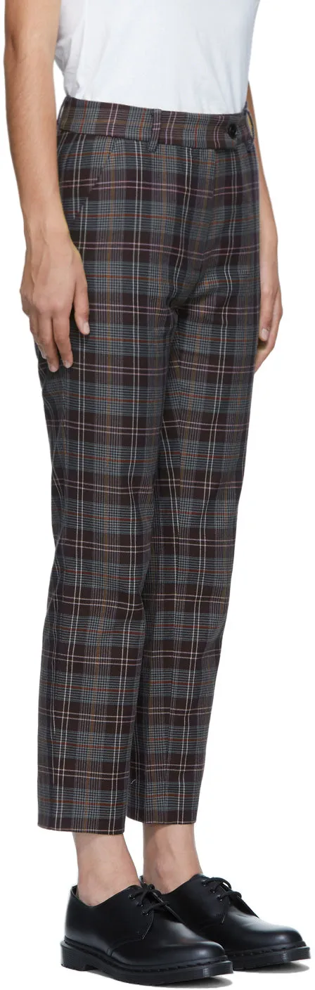 6397 Purple Check Relaxed Trousers