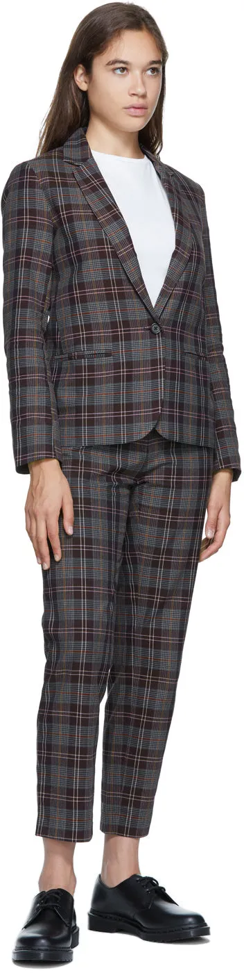 6397 Purple Check Relaxed Trousers