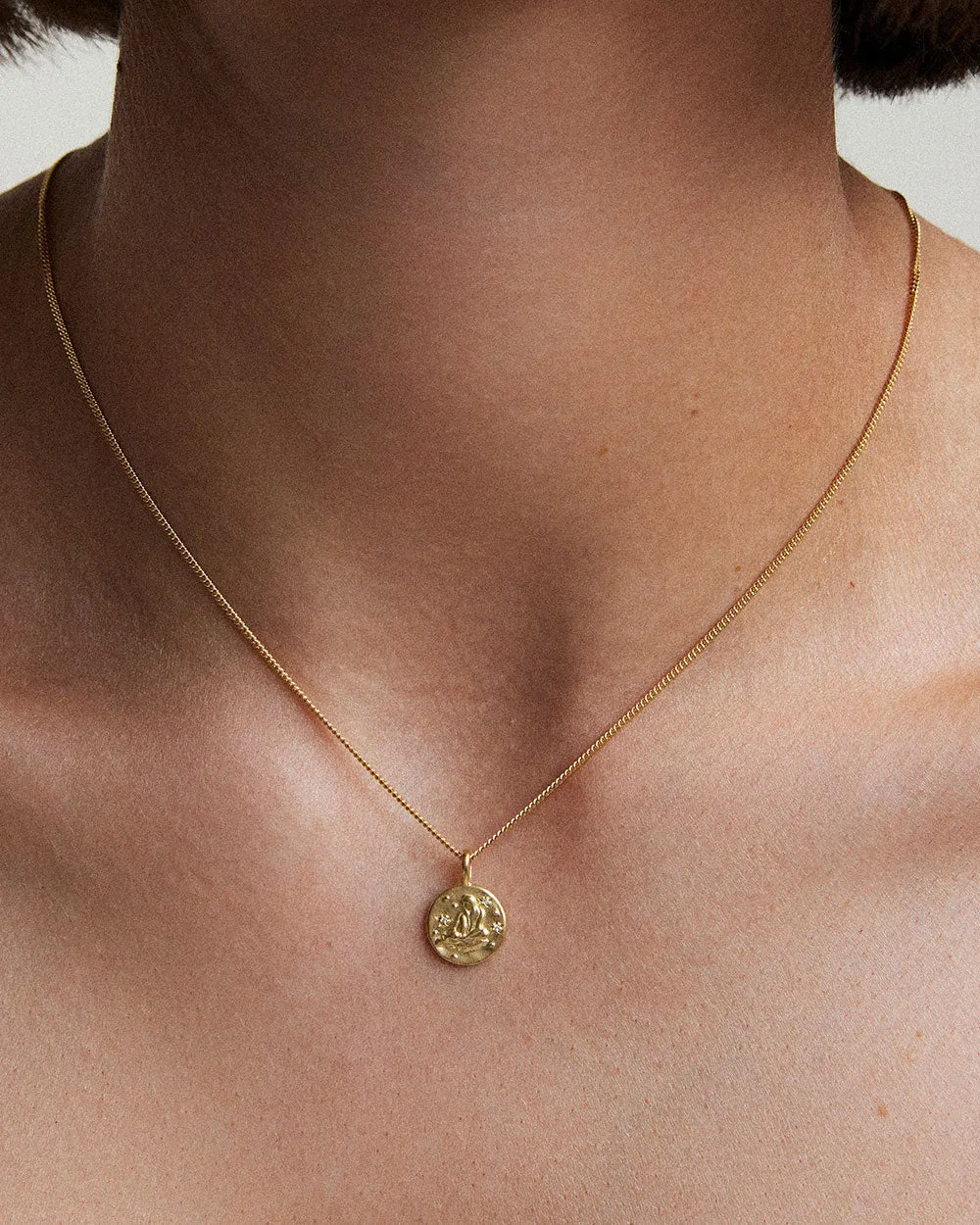 Aquarius Petite Zodiac Necklace - Gold