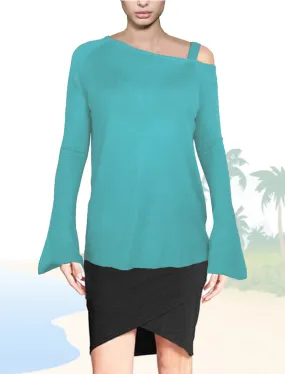 ASHORE WOMENS ASYMMETRIC OFF-THE-SHOULDER FINE SWEATER