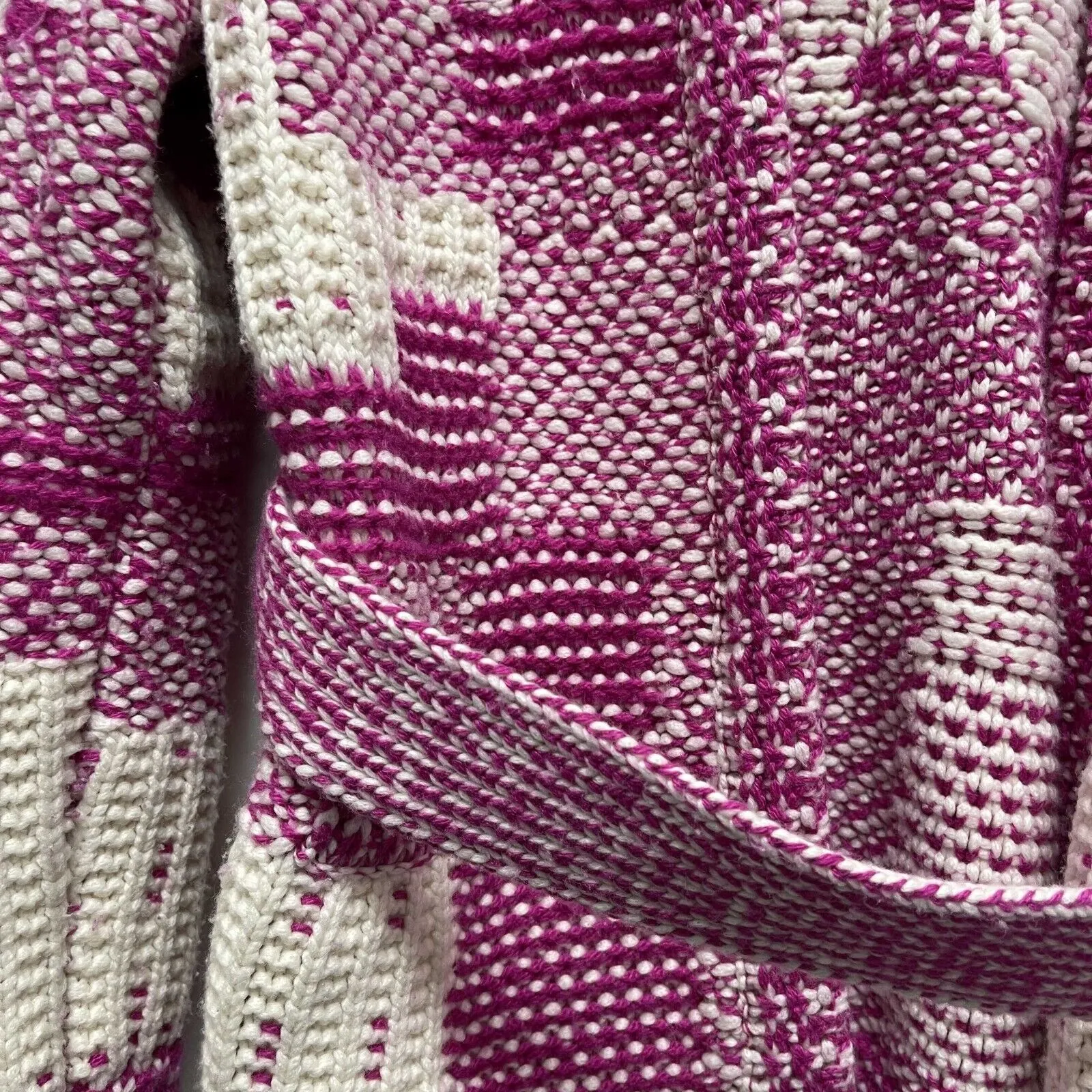 Chanel 20C Cocomark belted pink and white Cashmere knit cardigan 34 US 2 sweater