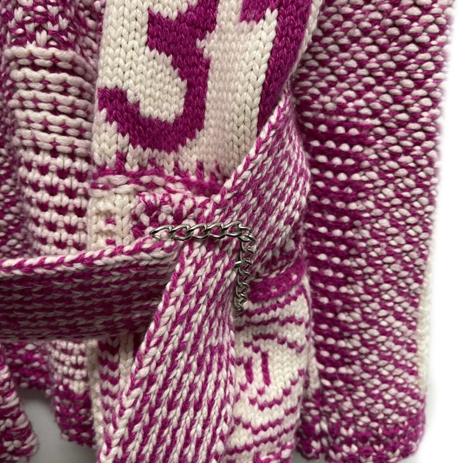 Chanel 20C Cocomark belted pink and white Cashmere knit cardigan 34 US 2 sweater