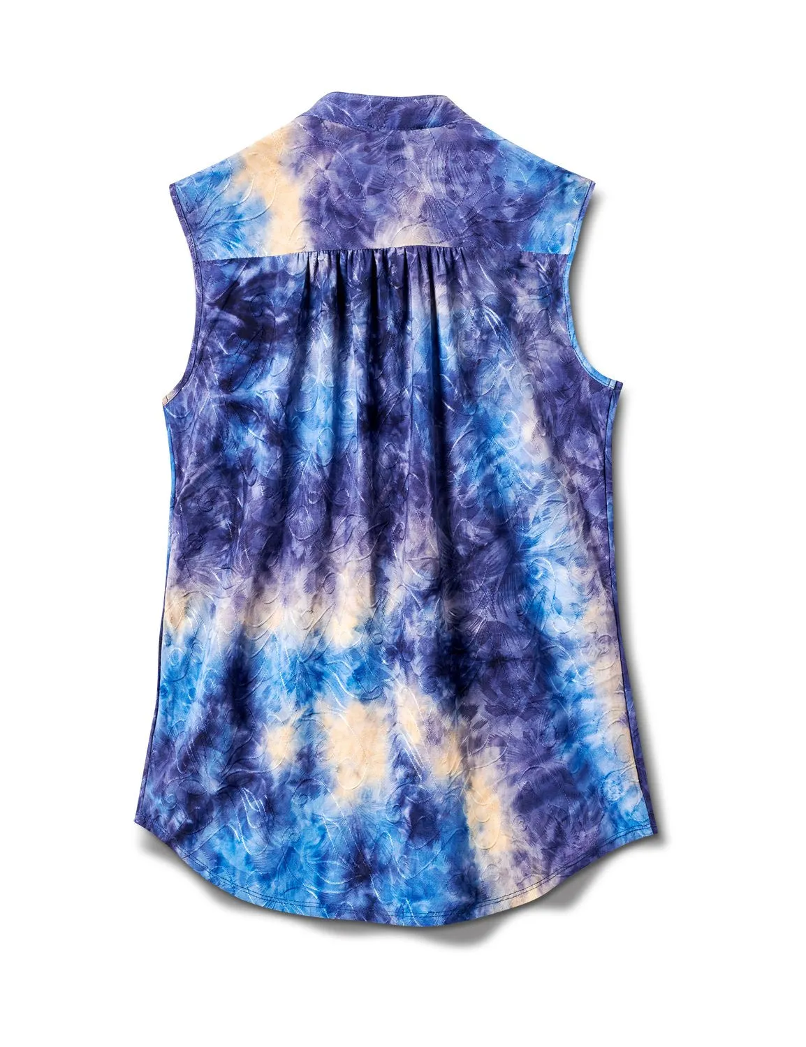 Denim Tie Dye Jaquard Pintuck Popover