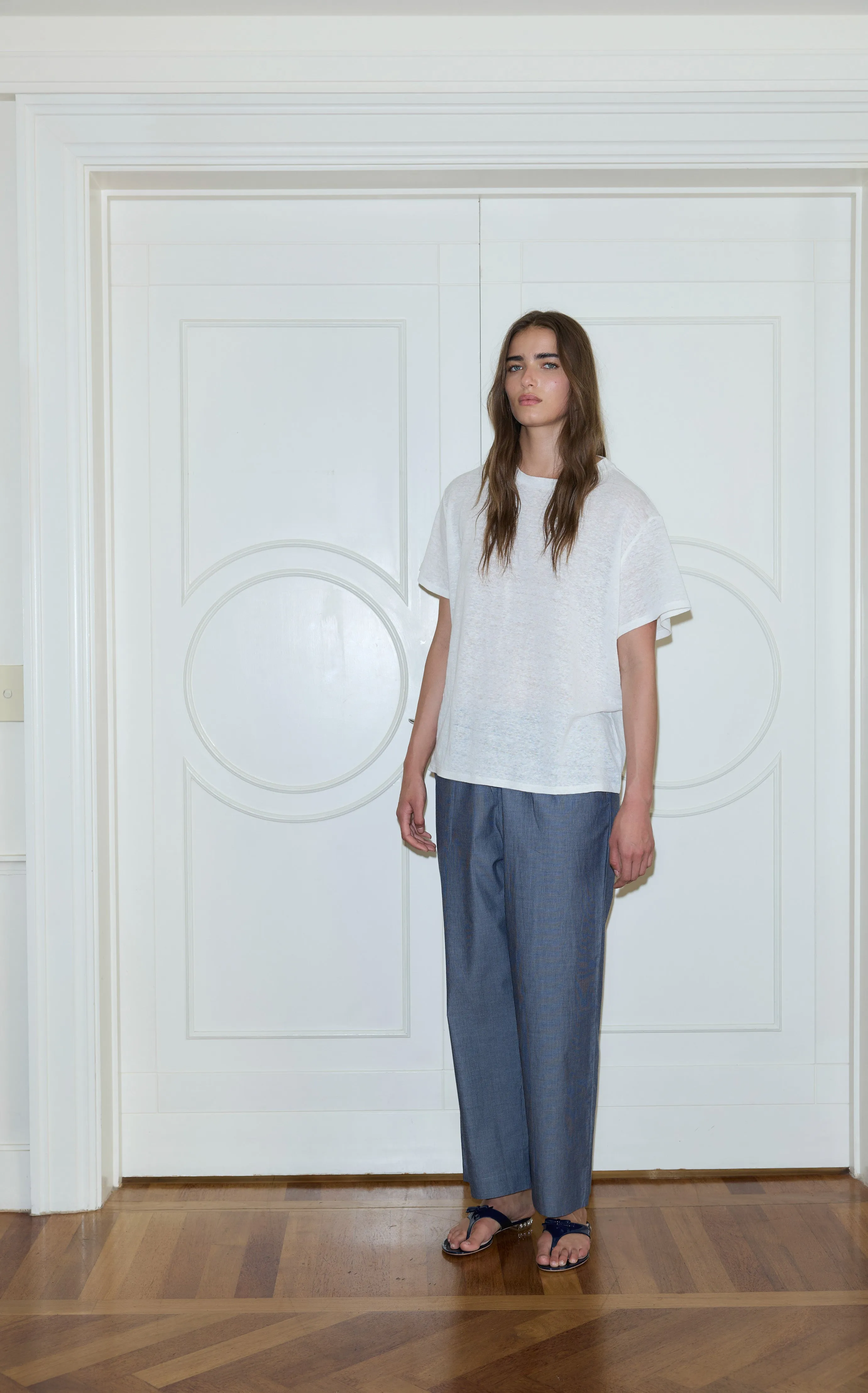 EASE Trouser - Blue Pinstripe