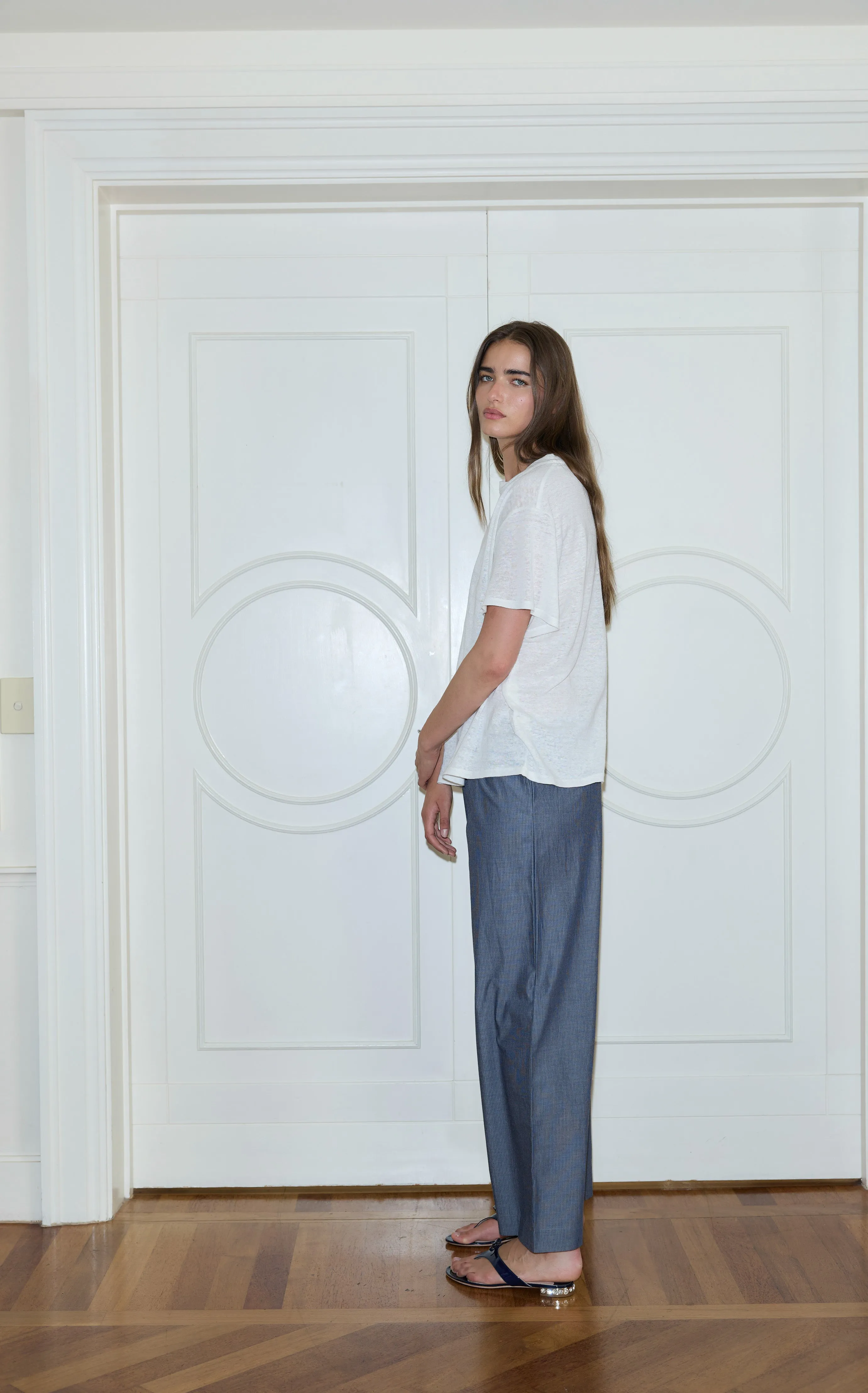 EASE Trouser - Blue Pinstripe