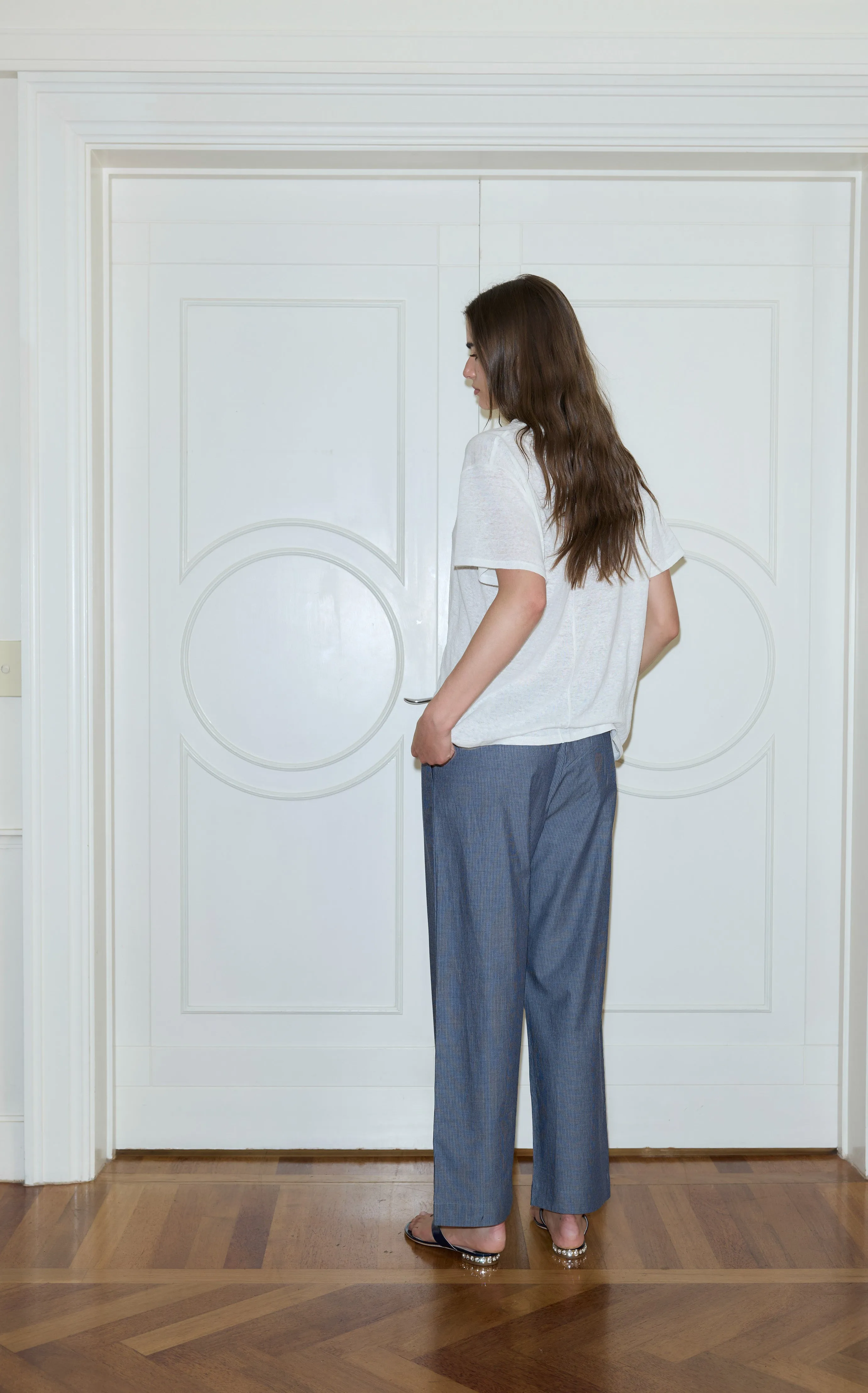 EASE Trouser - Blue Pinstripe