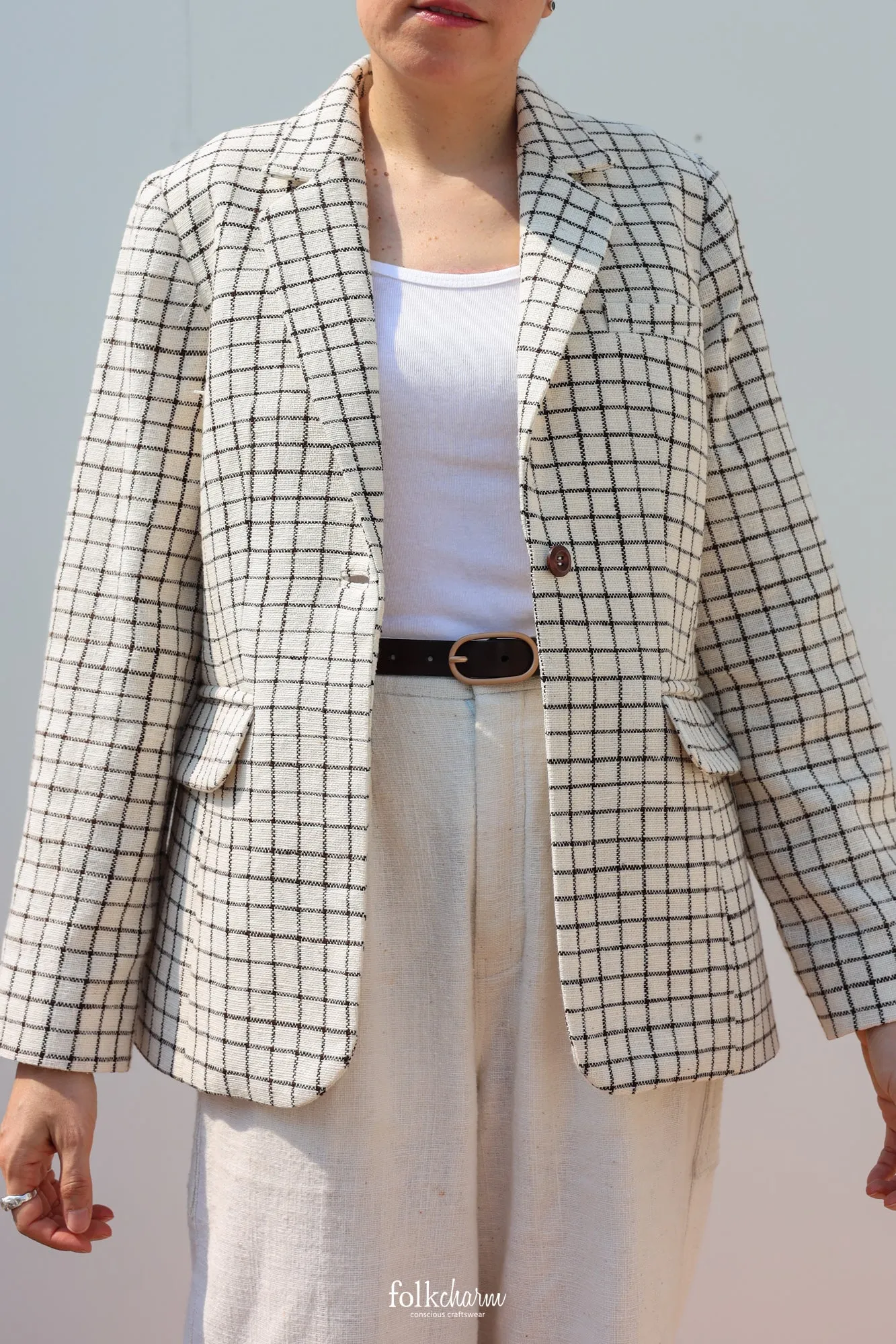 Ebony Checkered Relaxed-fit Blazer