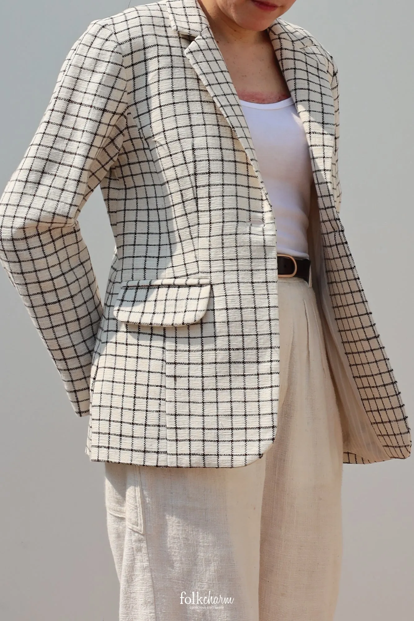 Ebony Checkered Relaxed-fit Blazer