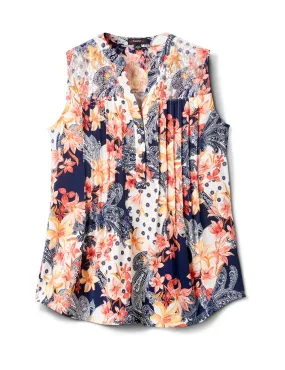Floral Paisley Lace Trim  Knit Popover