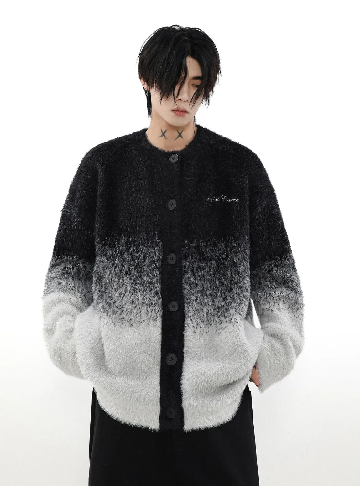 Graduated Knit Oversize Cardigan