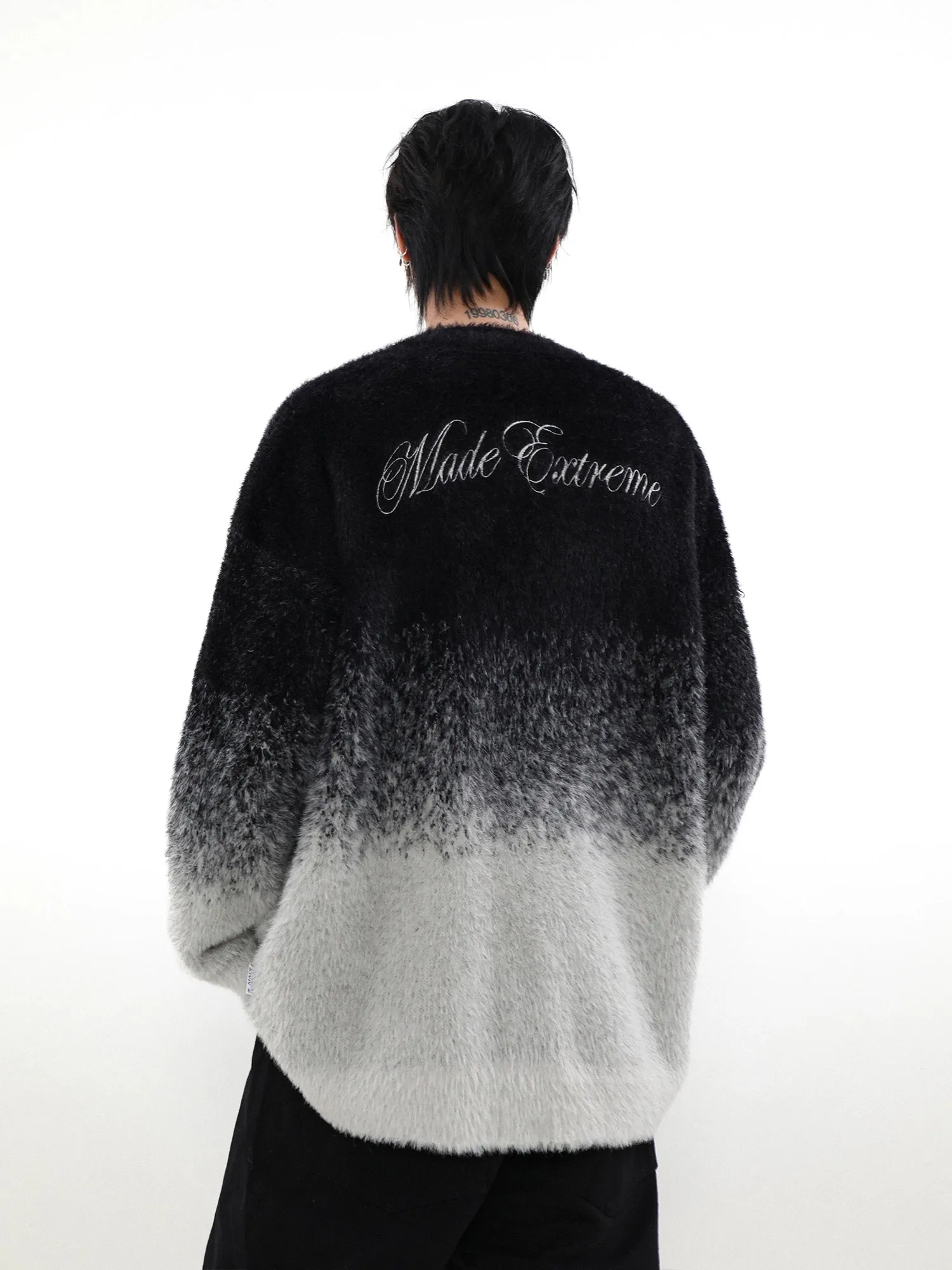 Graduated Knit Oversize Cardigan