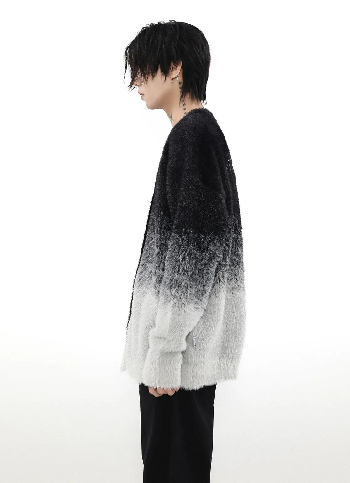 Graduated Knit Oversize Cardigan