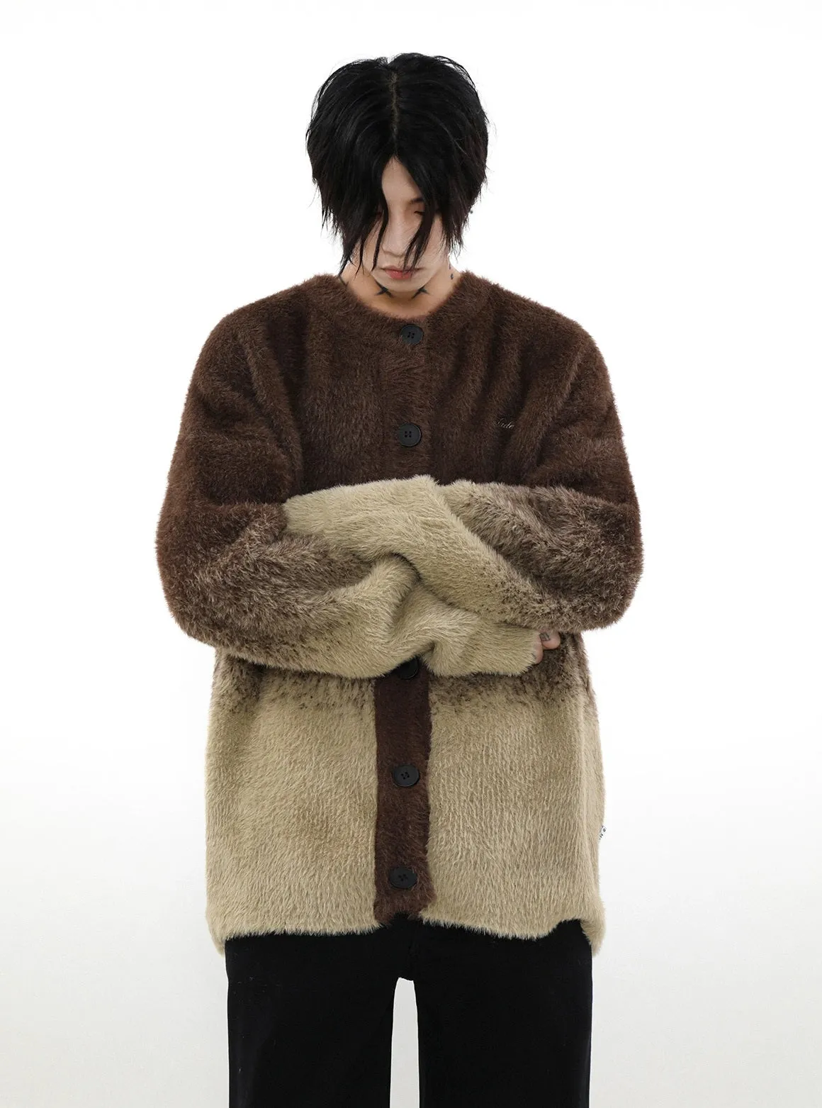 Graduated Knit Oversize Cardigan