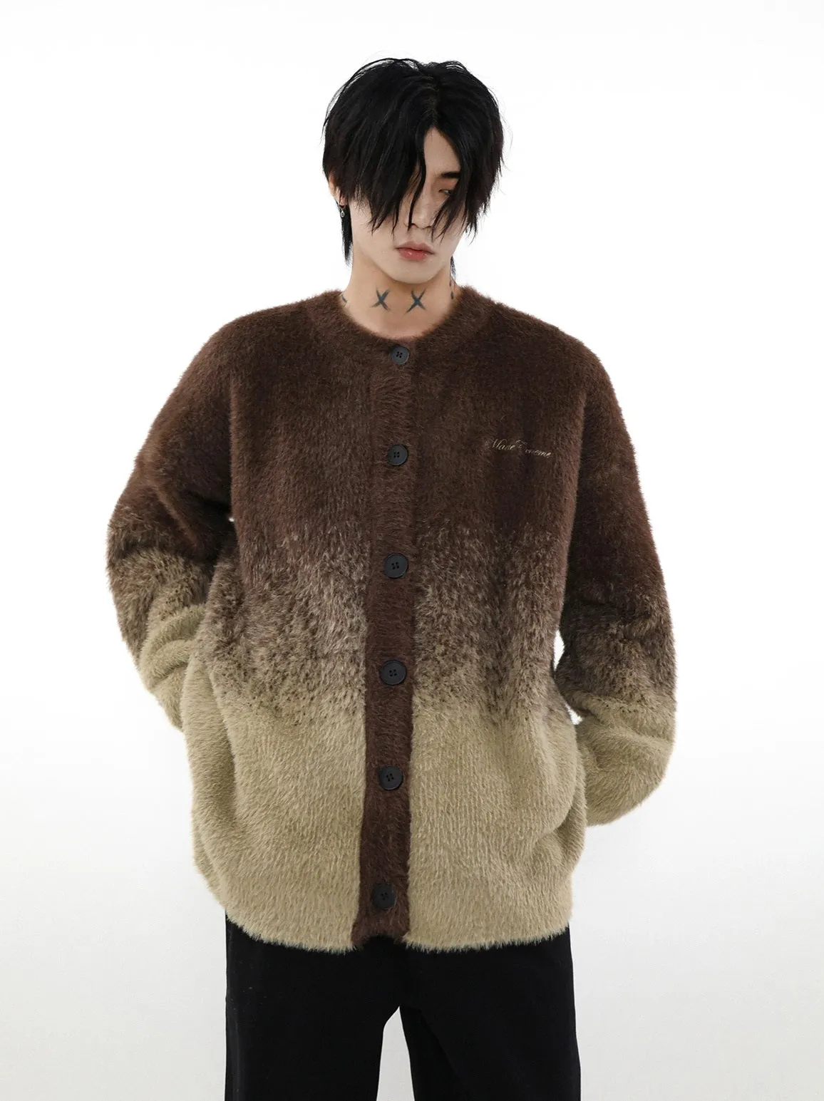 Graduated Knit Oversize Cardigan
