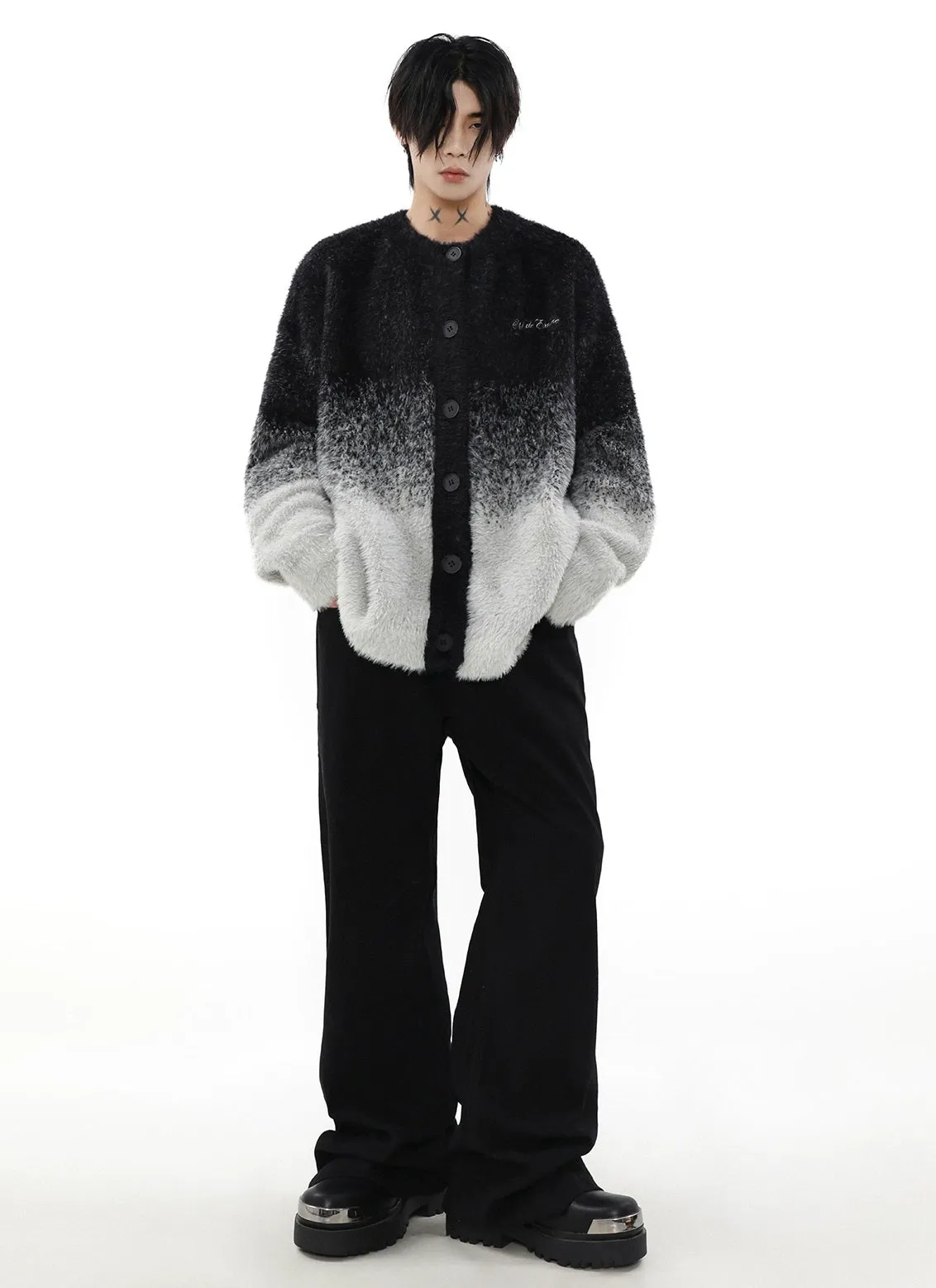 Graduated Knit Oversize Cardigan