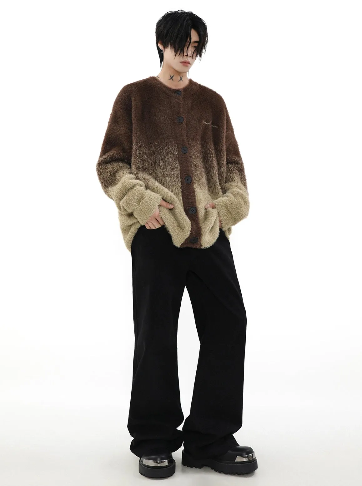 Graduated Knit Oversize Cardigan