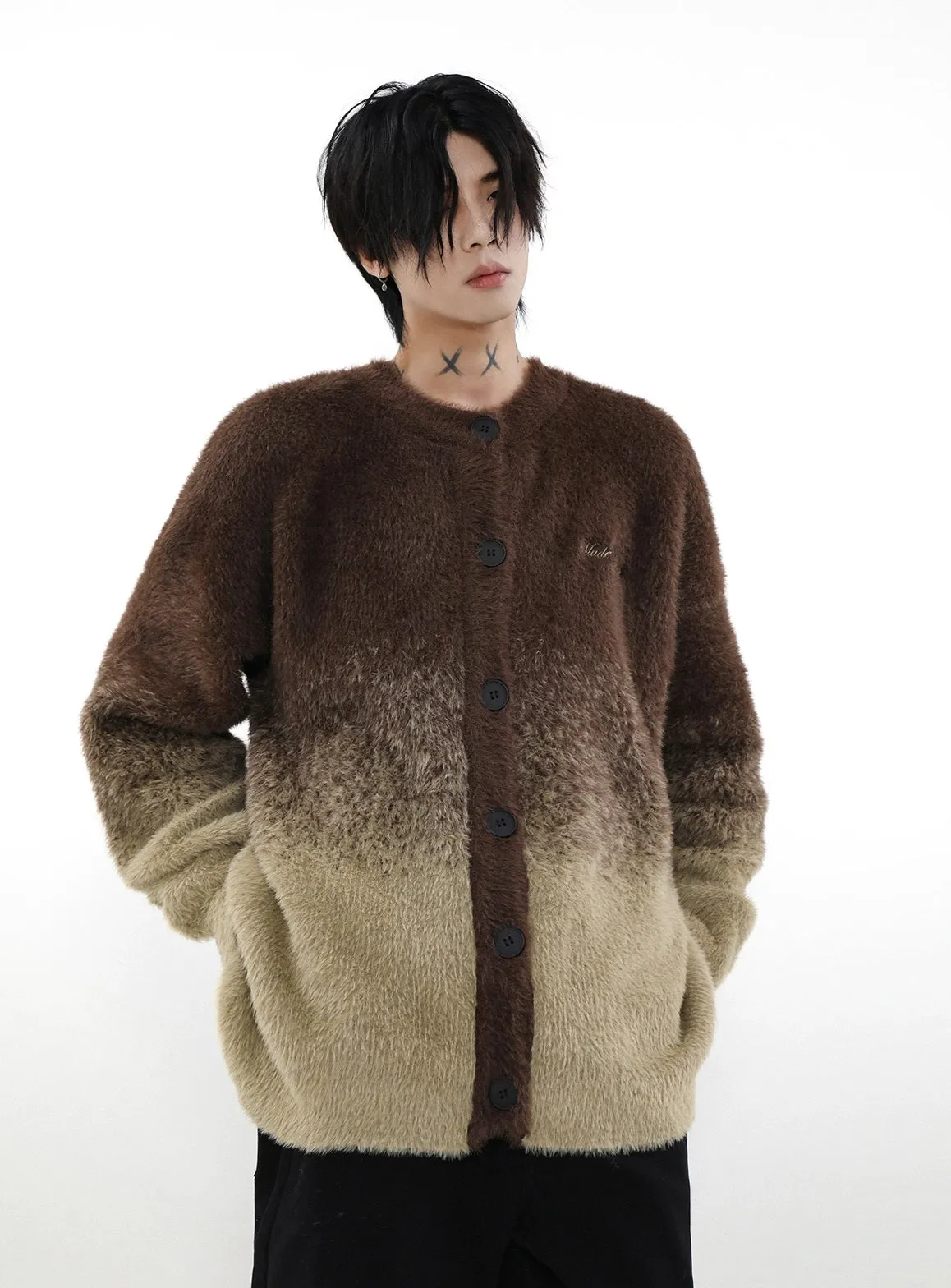 Graduated Knit Oversize Cardigan