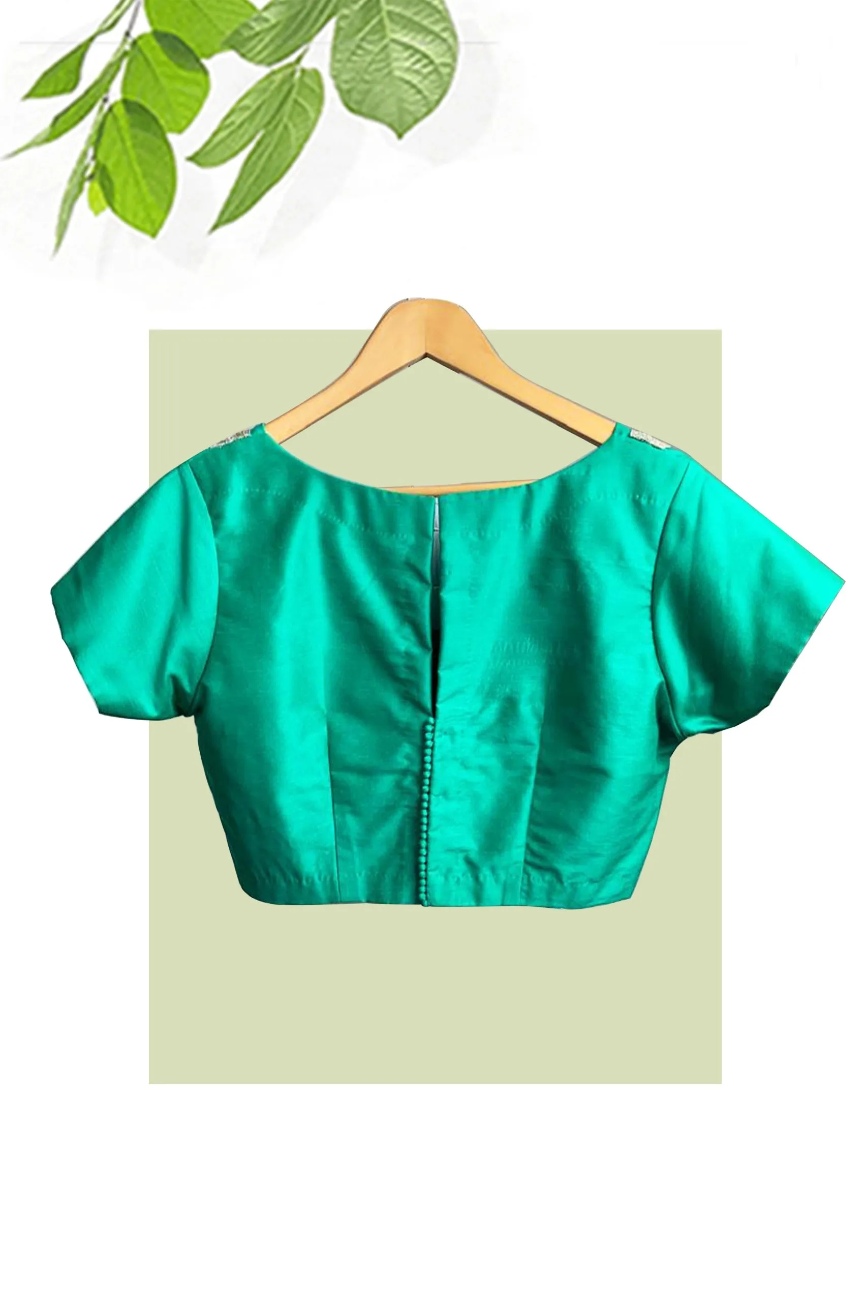Green blouse with embroidered neck