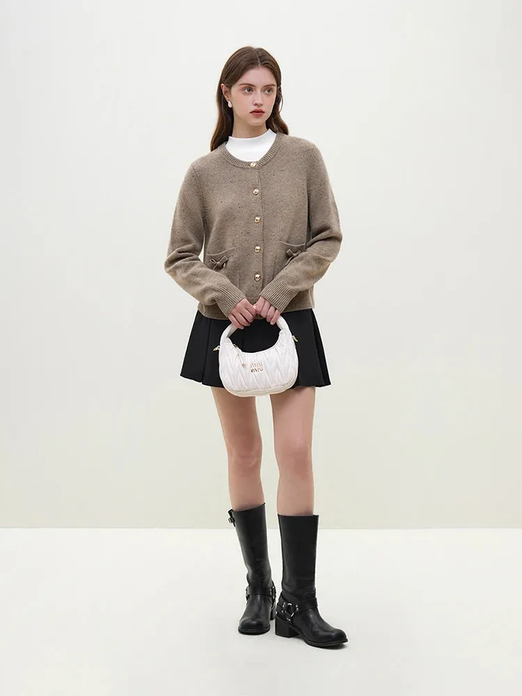 Handmade Bow Knit Full Sleeve Casual Loose Office Lady Cardigan