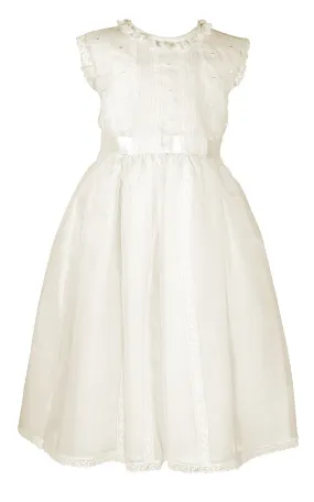Luli & Me Girls Silk Organza Sleeveless Special Occasion Dress - Ivory