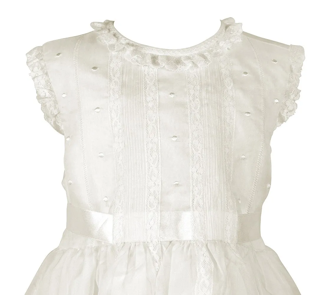 Luli & Me Girls Silk Organza Sleeveless Special Occasion Dress - Ivory