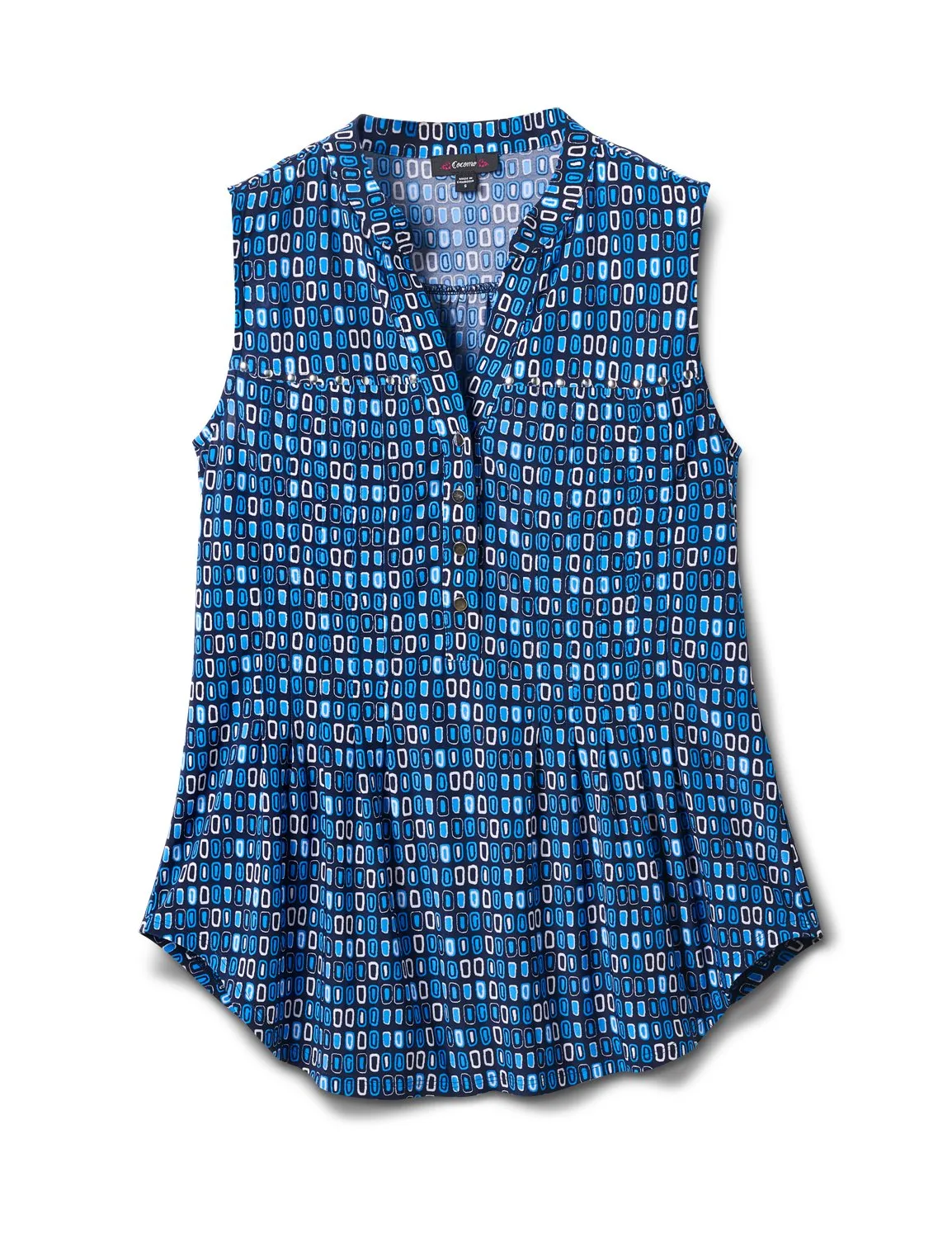 Mixed Geo Sleevless Knit Popover
