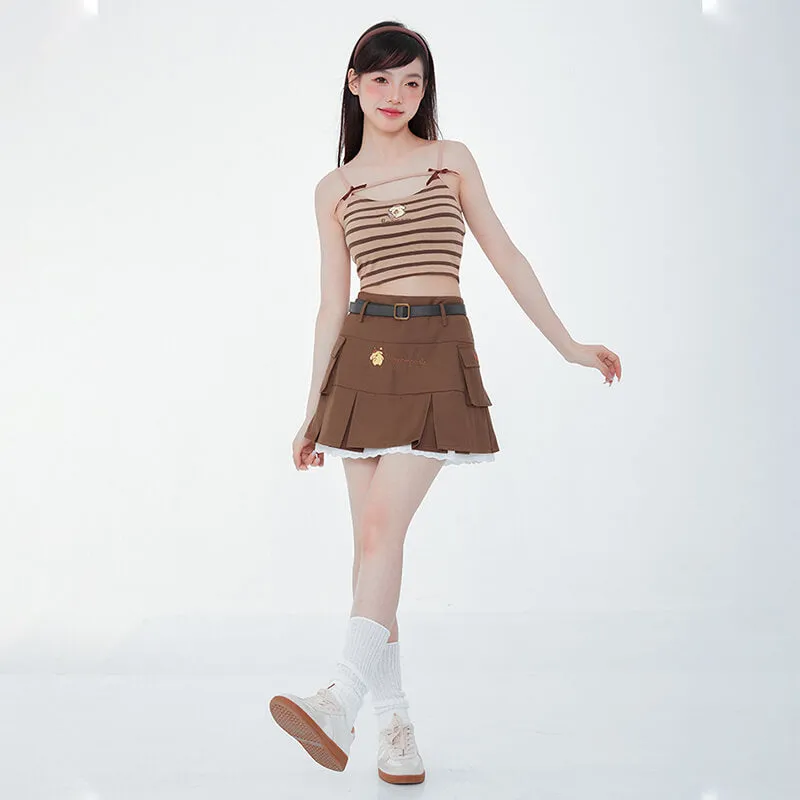 Pompompurin Striped Spaghetti Strap Sleeveless Top