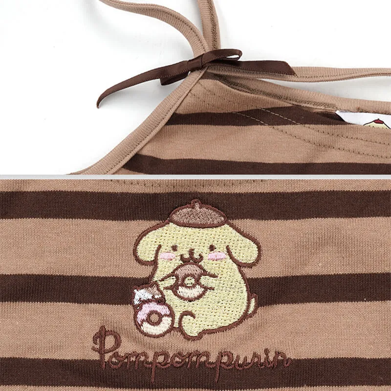 Pompompurin Striped Spaghetti Strap Sleeveless Top