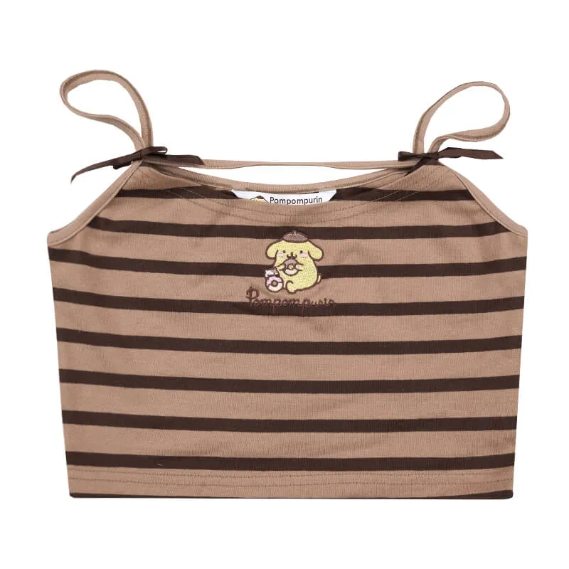 Pompompurin Striped Spaghetti Strap Sleeveless Top