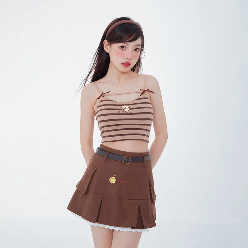 Pompompurin Striped Spaghetti Strap Sleeveless Top