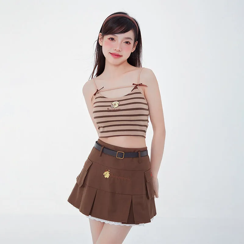 Pompompurin Striped Spaghetti Strap Sleeveless Top