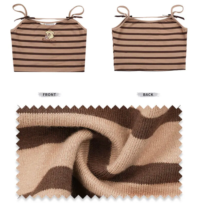 Pompompurin Striped Spaghetti Strap Sleeveless Top