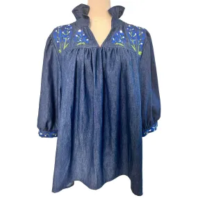 PRE-ORDER: Indigo Denim Bluebonnet Tailgater Blouse (shipping mid-June)