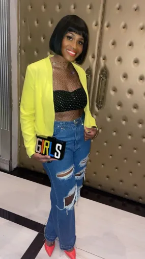 Rhinestone Mesh Hollow Crop Top