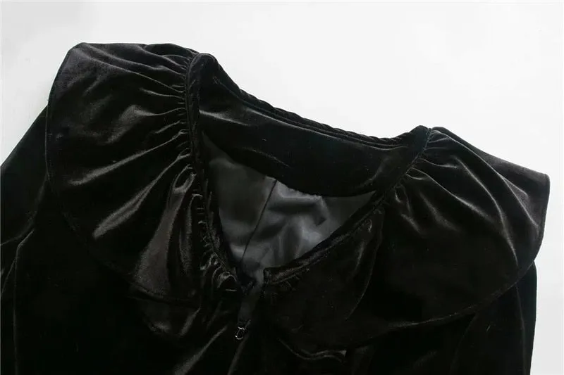 RUFFLED VELVET BLOUSE