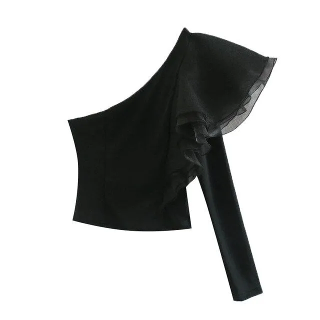 RUFLED CROPPED BLOUSE