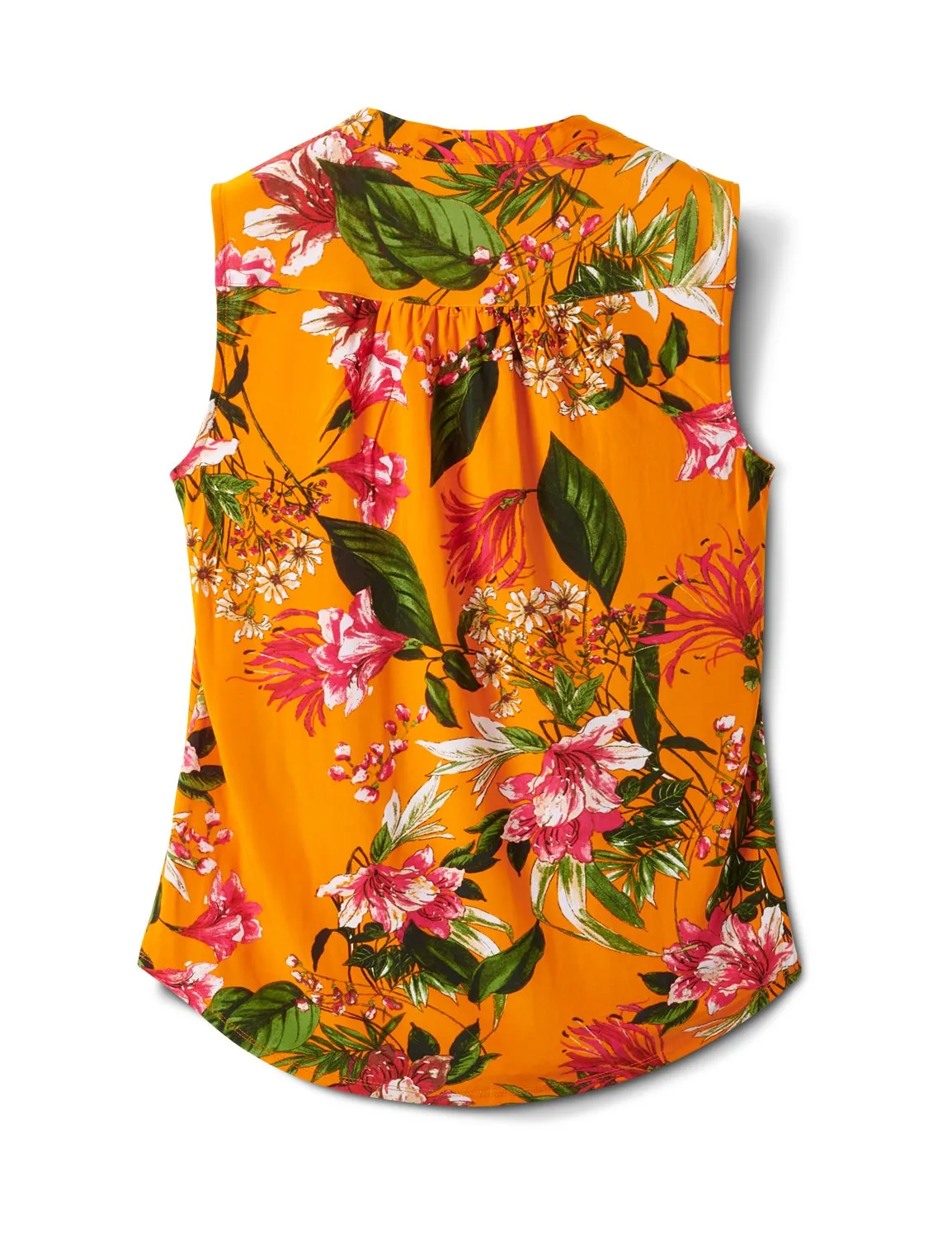 Sleeveless Bright Floral Pintuck Popover