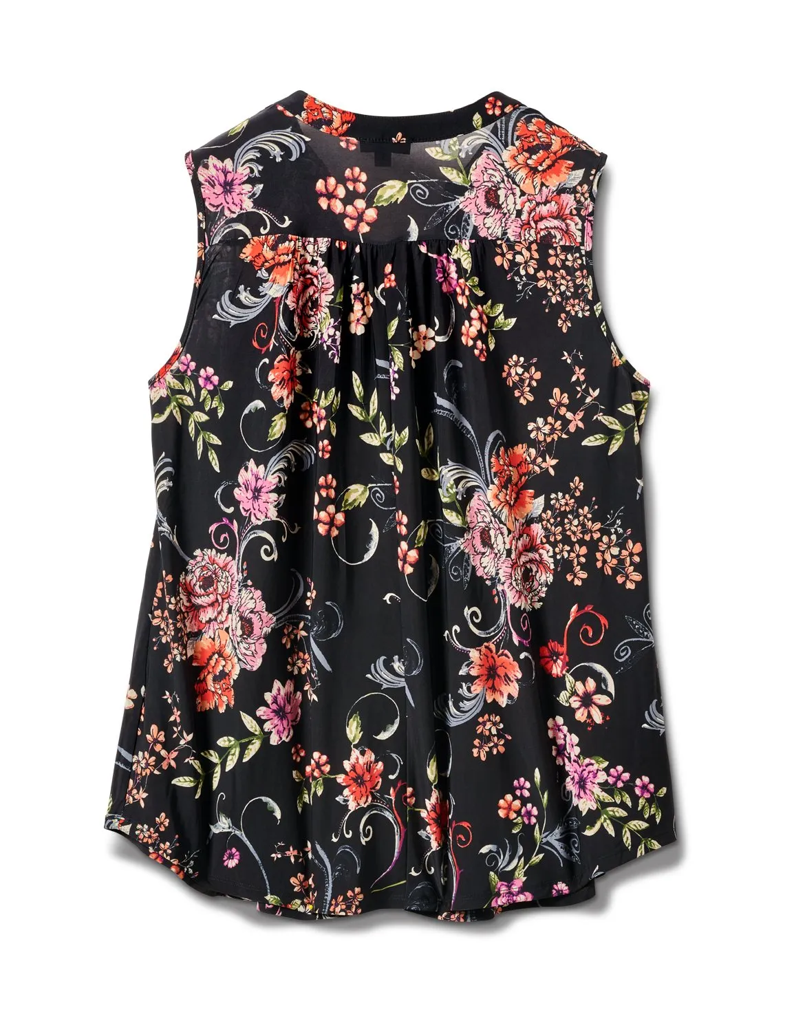 Sleeveless Floral Pintuck Popover
