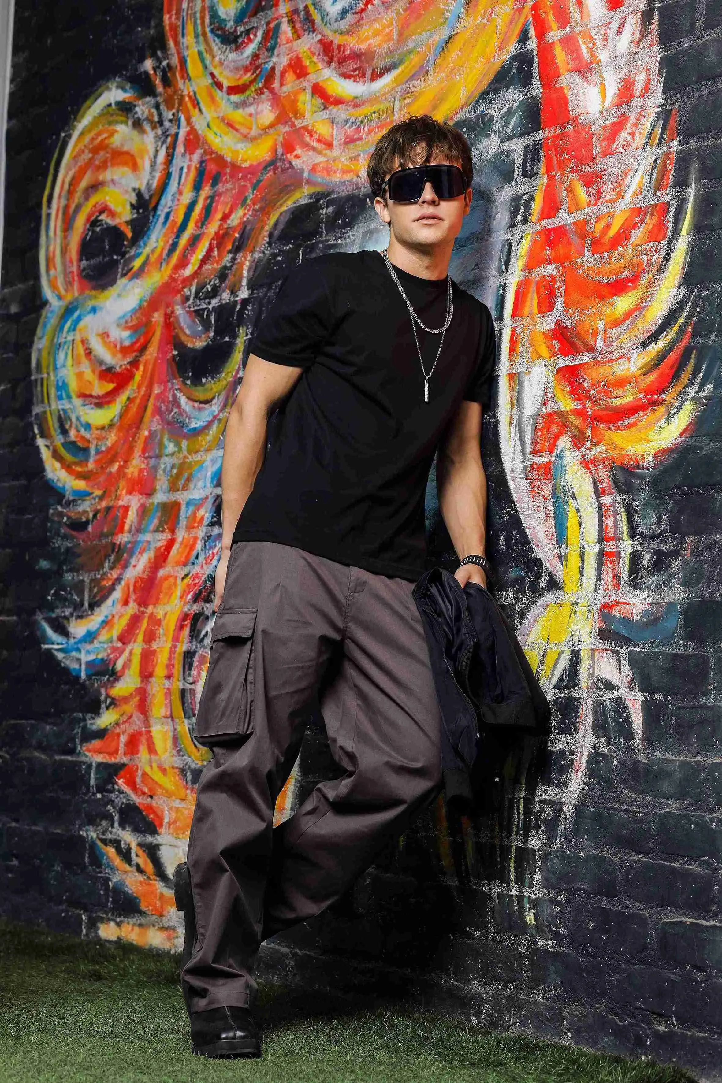 Unisex Baggy fit Grey Cargo Trousers