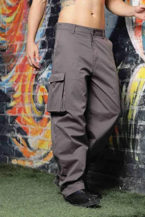 Unisex Baggy fit Grey Cargo Trousers